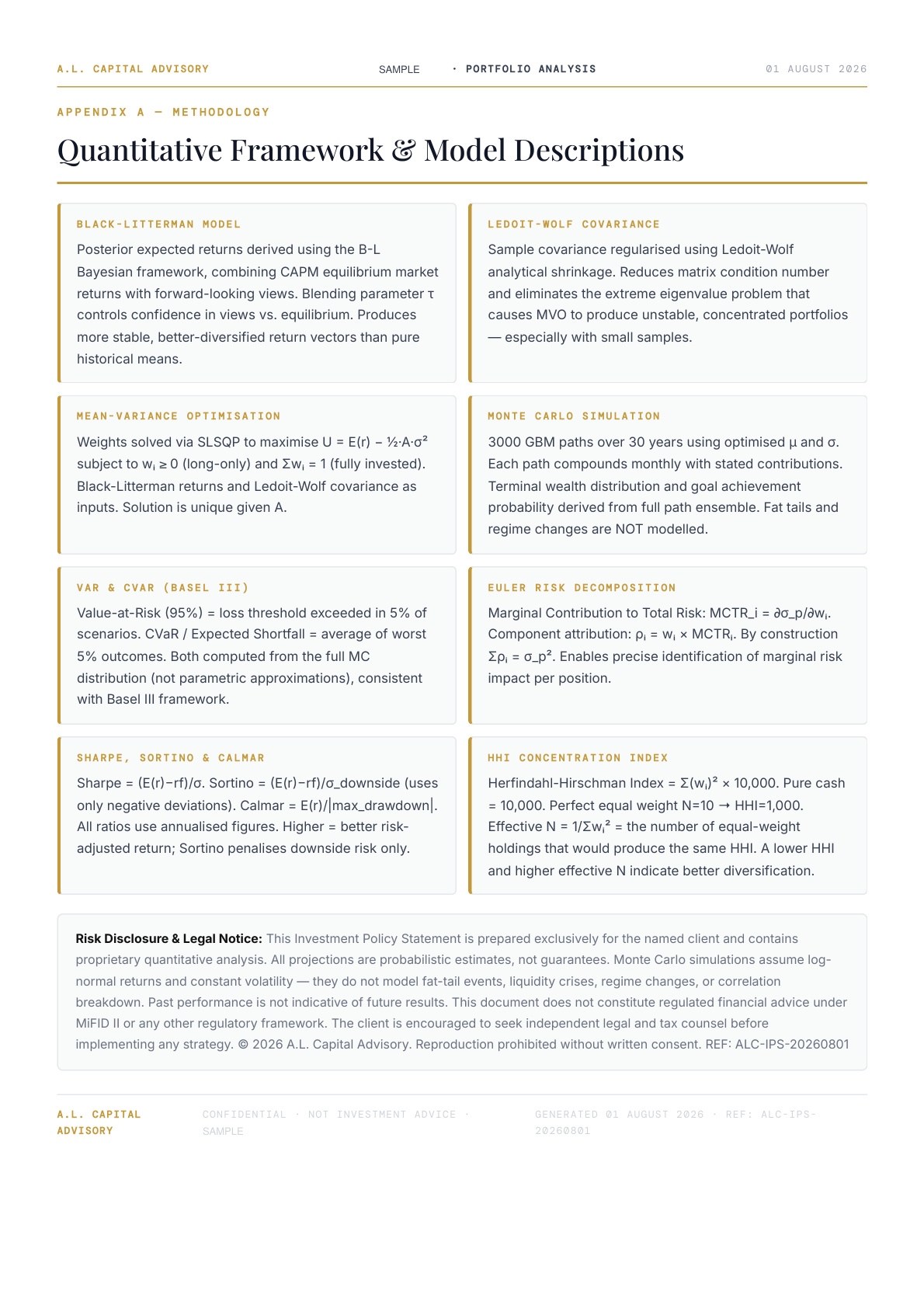Sample report appendix showing full quantitative methodology